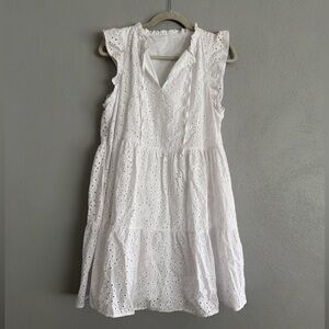Women’s Dress Size Medium 8-10 White Eyelet Sleeveless